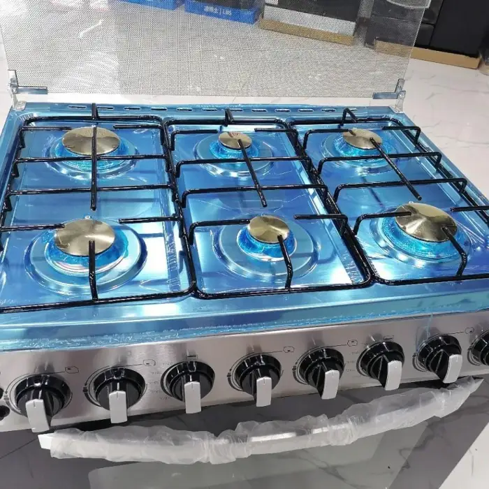 6 Burner+Gas+Stove with Oven Stainless Steel Gas Range Heavy Duty Household and Commercial Kitchen Appliance