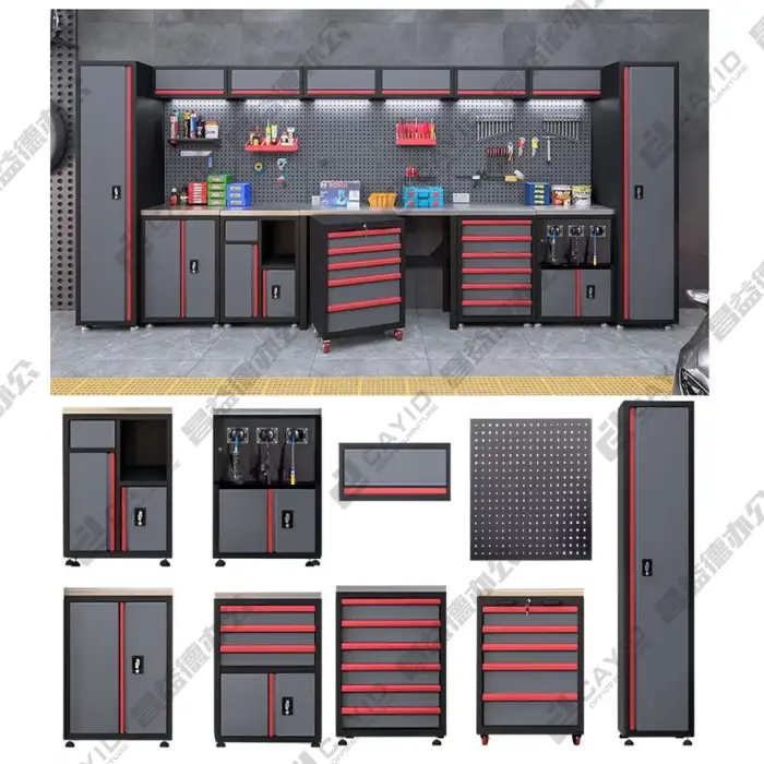 Garage Storage Combination Tool Cabinets Heavy Duty Workshop Metal WorkBench Tool Bench Garage Workstation Cabinet