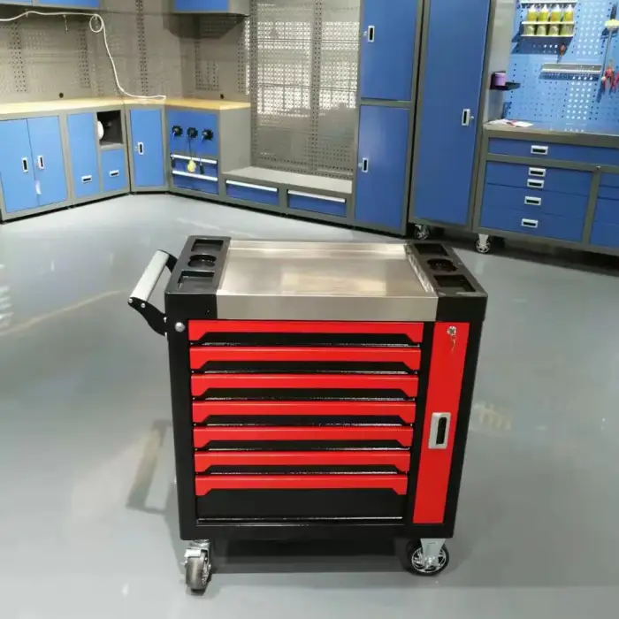 258 Pcs Heavy Duty Stainless Steel Tool Sets 7 Drawers Rolling Box Tool Cabinet Cart Trolley for Storage and Workshop Use