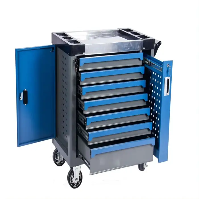 258 Pcs Heavy Duty Stainless Steel Tool Sets 7 Drawers Rolling Box Tool Cabinet Cart Trolley for Storage and Workshop Use