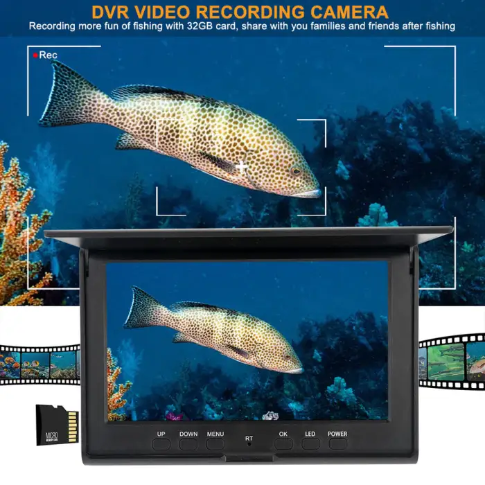 High-Definition Seven Inch Fishing Camera Water Area Detector Night Vision Function CMOS Sensor SD Card Data Underwater Camera