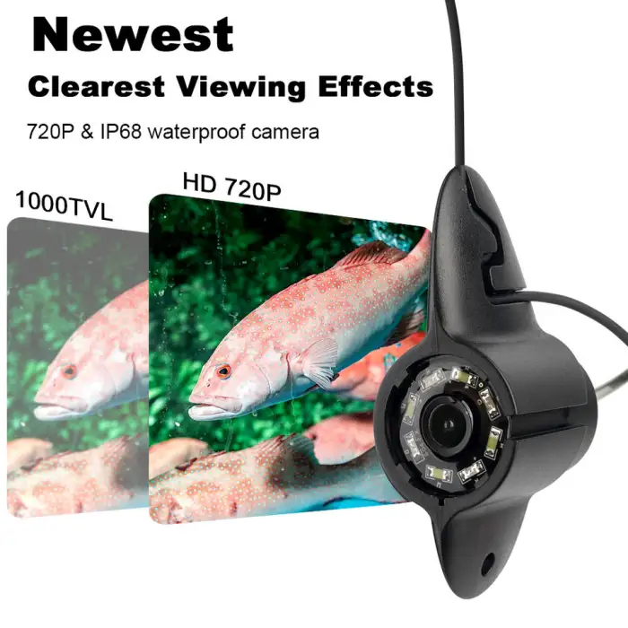 Dearsee Underwater Fishing Camera 7 Inch LCD Monitor Infrared Lights for Lake Boat Ice Fishing Finder