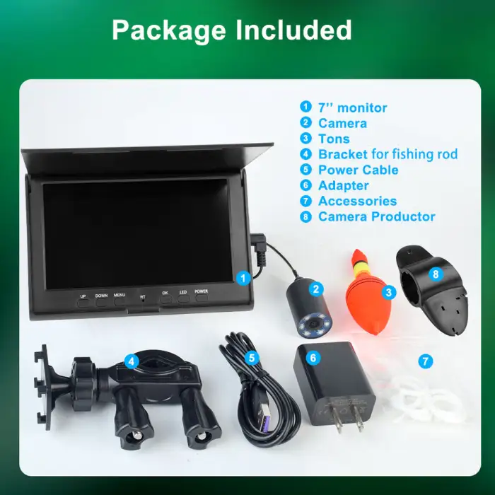 Dearsee Underwater Fishing Camera 7 Inch LCD Monitor Infrared Lights for Lake Boat Ice Fishing Finder