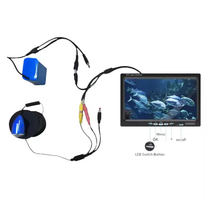 7-inch LCD Display Fish Finder 10000mAh HD Waterproof Underwater Fishing Camera 12 PCS White LEDs Used for Underwater Fishing
