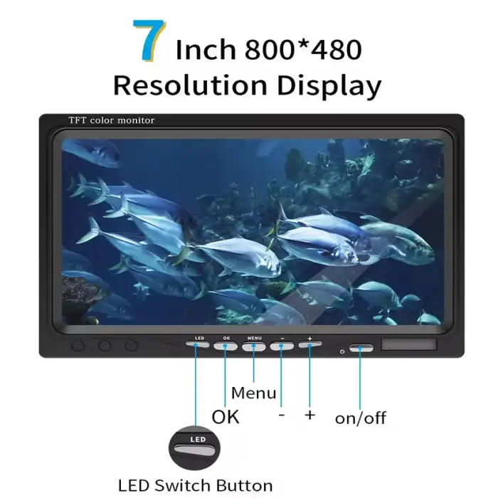 7-inch LCD Display Fish Finder 10000mAh HD Waterproof Underwater Fishing Camera 12 PCS White LEDs Used for Underwater Fishing