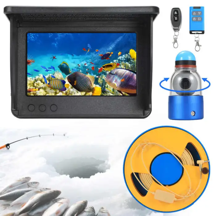 360° Fish Finder Underwater Fishing Camera with Infrared Night Vision Light 5" Display Self-Righting and Temperature Detection