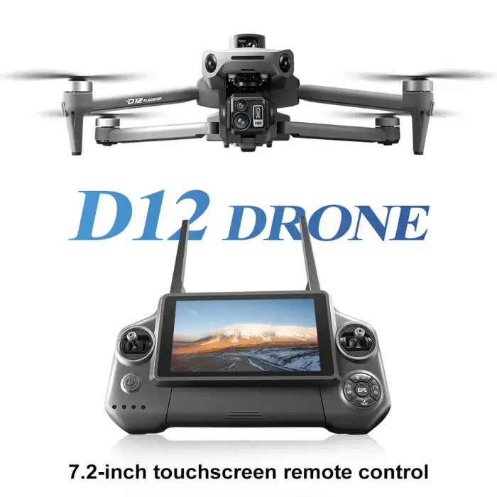 D12 Professional GPS Drone 8K Screen Remote Control 3-Axis Gimbal Obstacle Avoidance Air Drop Device Fishing Drone Plastic