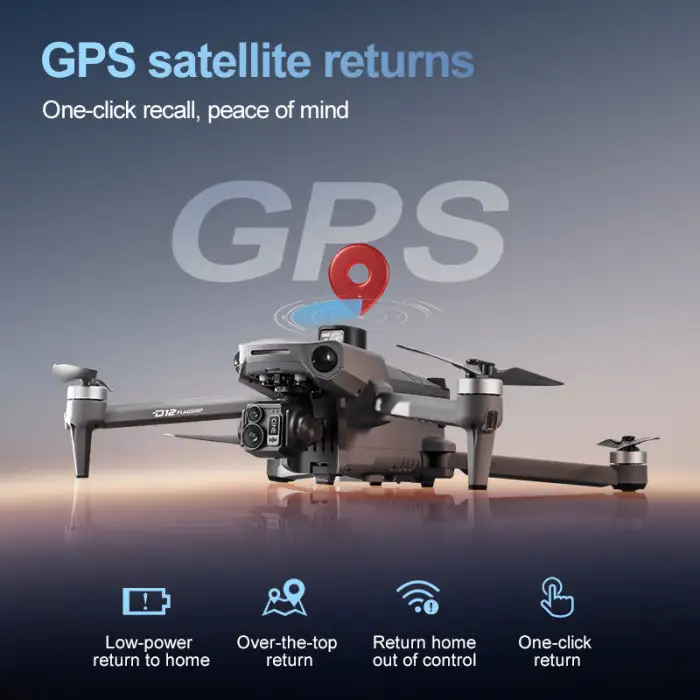 D12 Professional GPS Drone 8K Screen Remote Control 3-Axis Gimbal Obstacle Avoidance Air Drop Device Fishing Drone Plastic