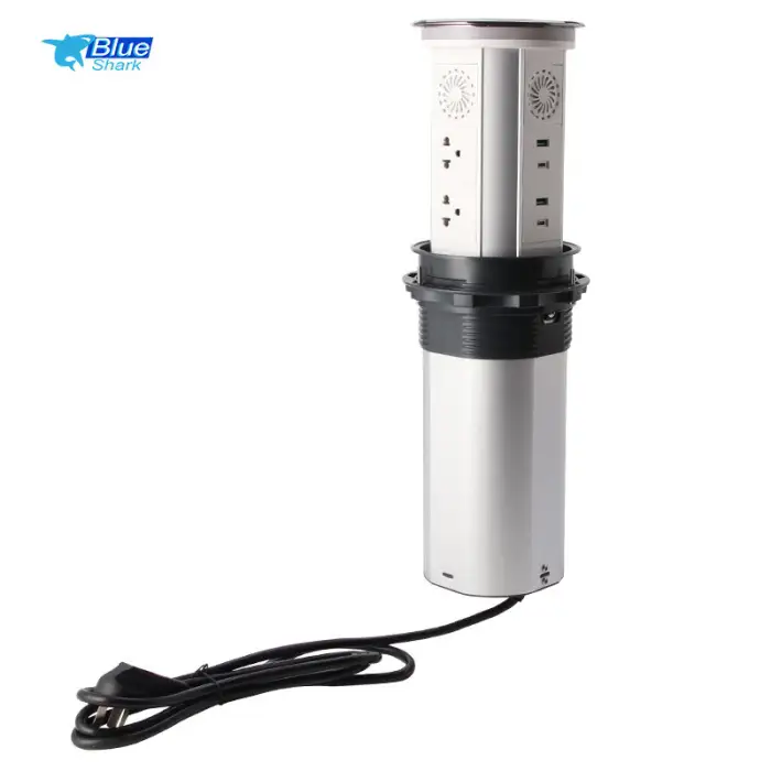 UK Standard Power Socket Hidden Mounted Retractable Top Wireless Charging Pop up Desk Worktop Electric Lift Tower Socket