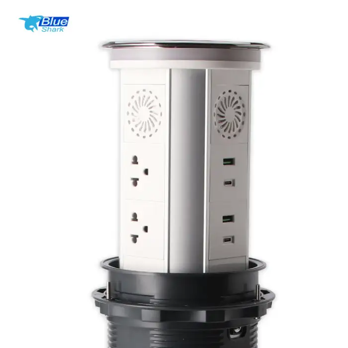 UK Standard Power Socket Hidden Mounted Retractable Top Wireless Charging Pop up Desk Worktop Electric Lift Tower Socket