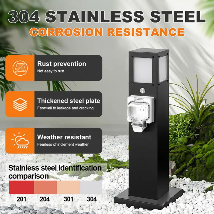 Outdoor EU US IP66 Stainless Steel Sharing Power Supply Extension Socket with WiFi Remote Control Waterproof Dustproof 1 Outlet