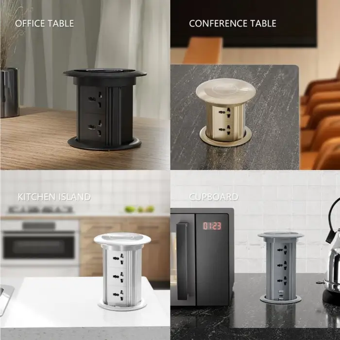 IP44 Motorized Pop-Up Table Socket Built in Kitchen Waterproof Hidden Power Outlet Tower