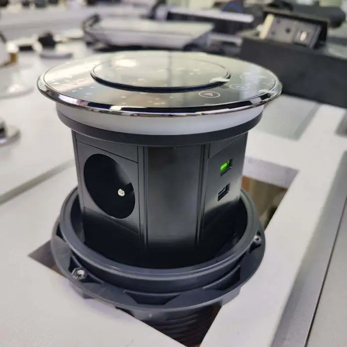 IP65 Waterproof Wifi Smart French Power Outlet Wifi Motorized Lifting up Kitchen Pop up Socket With Wireless Charging