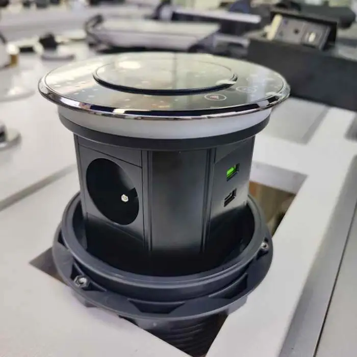 IP65 Waterproof Wifi Smart French Power Outlet Wifi Motorized Lifting up Kitchen Pop up Socket With Wireless Charging