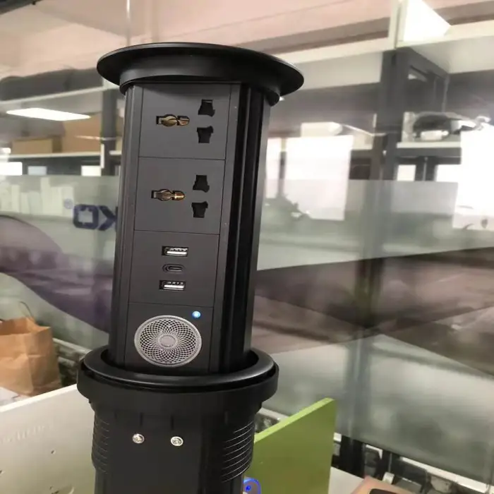 Golden Hidden Mounted Waterproof EU Power Outlet Kitchen Island Counter Top Electric Motorized Pop up Wireless USB-C Socket