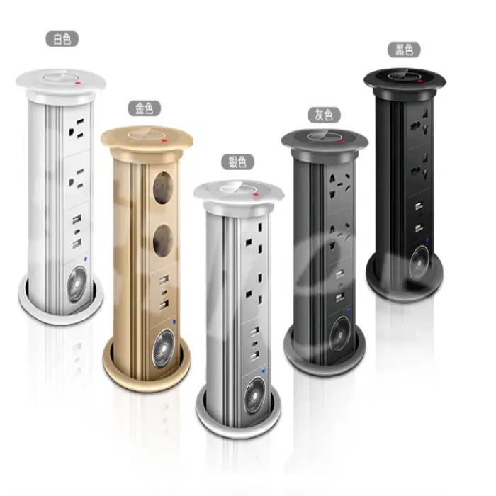 Golden Hidden Mounted Waterproof EU Power Outlet Kitchen Island Counter Top Electric Motorized Pop up Wireless USB-C Socket