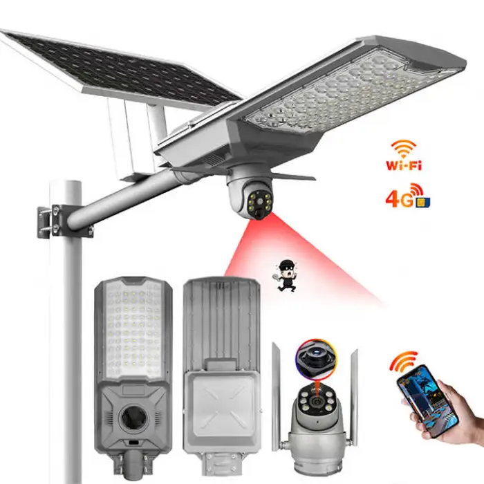 Solar LED Road CCTV Streetlight with Camera Outdoor Wireless IP67 Solar Monitoring Light