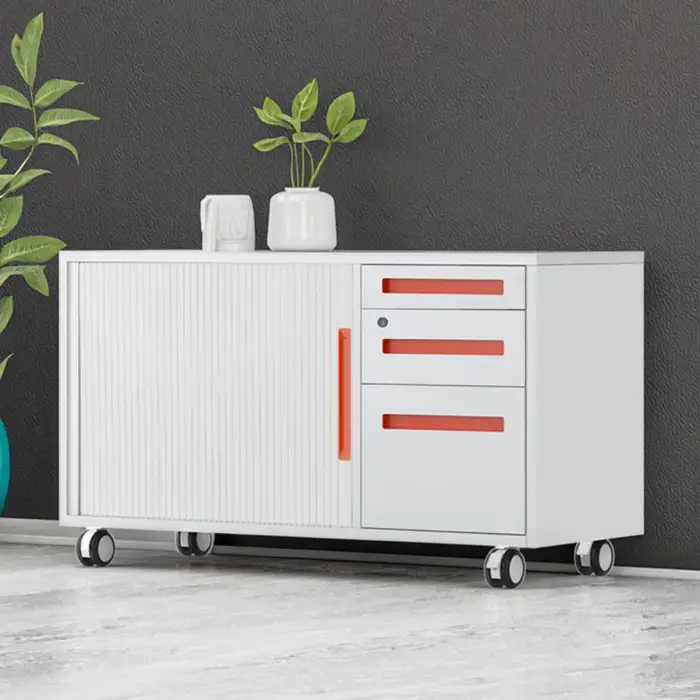 Double Metal Drawer Steel File Cabinet Rustproof Roller Shutter Door Convenient Office & School Furniture