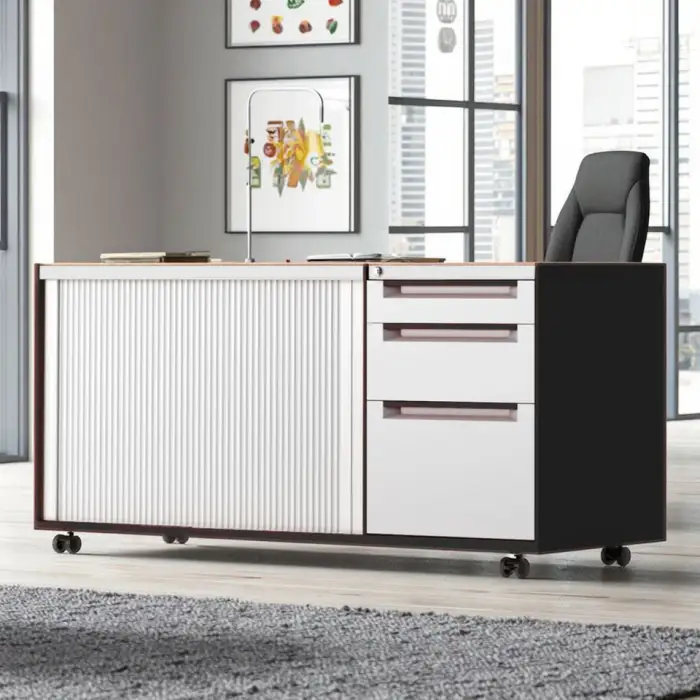 Double Metal Drawer Steel File Cabinet Rustproof Roller Shutter Door Convenient Office & School Furniture