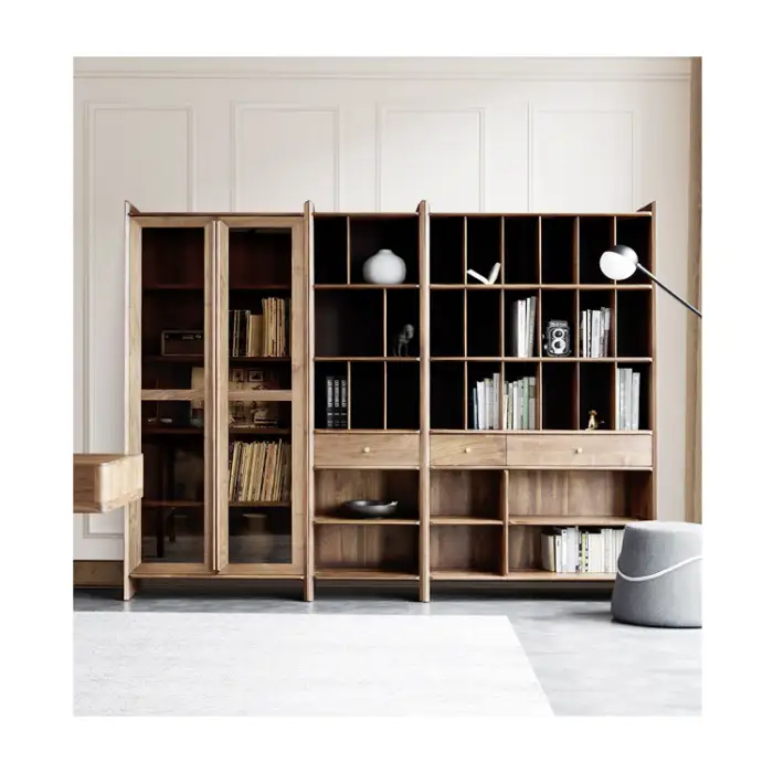 Wood Living Room Furniture Bookcase Storage Cabinet Library Furniture