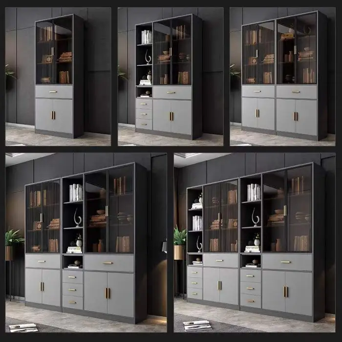 Solid Wood Bookcase Library Ladder System Modern Stainless Steel for Easy Access Upper Shelves for Home Living Room Furniture