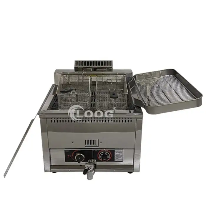 Commercial Double Basket French Fries Deep Fryer Restaurant Countertop Gas Fryer Chicken Frying Machine Competitive