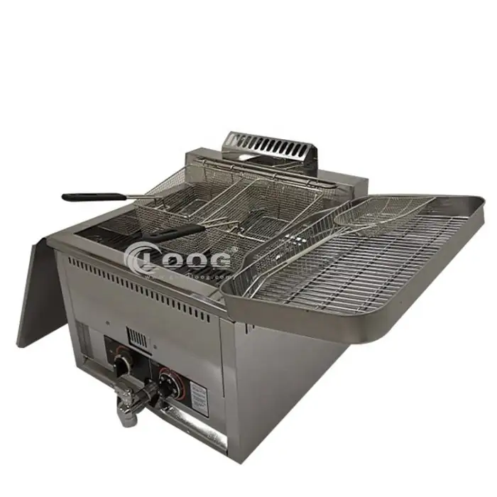 Commercial Double Basket French Fries Deep Fryer Restaurant Countertop Gas Fryer Chicken Frying Machine Competitive