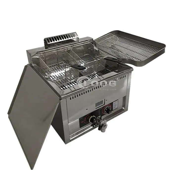 Commercial Double Basket French Fries Deep Fryer Restaurant Countertop Gas Fryer Chicken Frying Machine Competitive