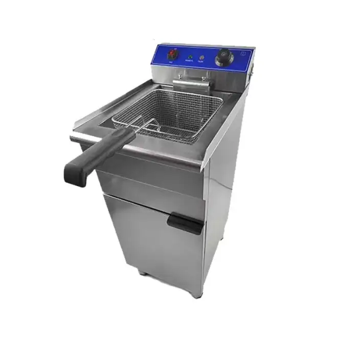 20L Electric Commercial Deep Fryer Stainless Steel French Fries Machine with 1 Tank 1 Basket Top Fryer for Potato Chips