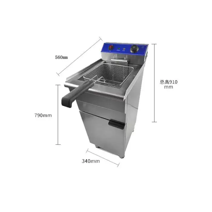 20L Electric Commercial Deep Fryer Stainless Steel French Fries Machine with 1 Tank 1 Basket Top Fryer for Potato Chips