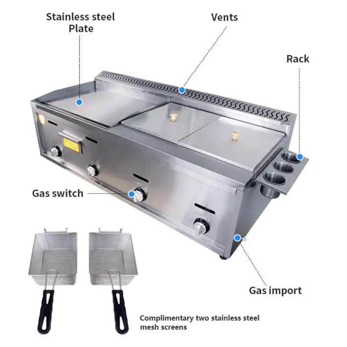 Commerical Stainless Steel Countertop Chicken Chips Propane Gas Deep Fryer Frying Machine