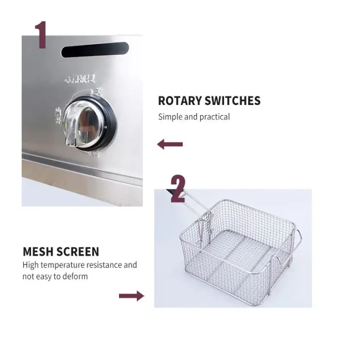 Commerical Stainless Steel Countertop Chicken Chips Propane Gas Deep Fryer Frying Machine