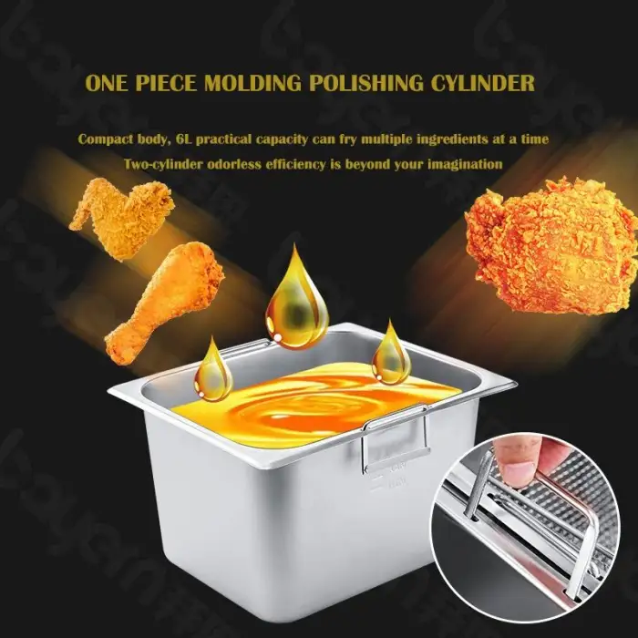 Automatic Commercial Fryer Machinery 2 Tank 2 Baskets Pork Skin Meat Chicken Nuggets Continuous Frying Machine