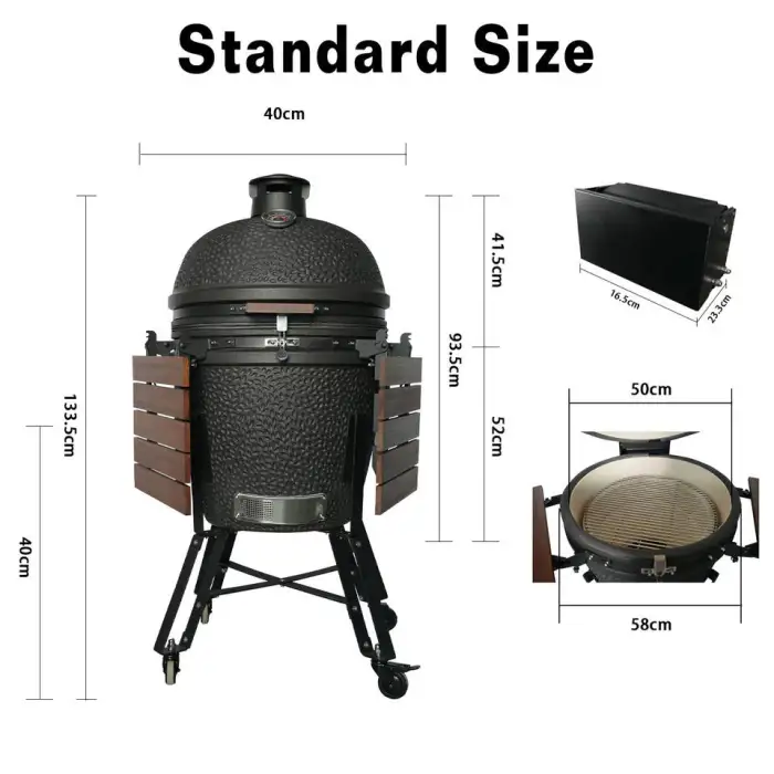 27Inch Ceramic Kamado BBQ Grill Outdoor Charcoal Smoker