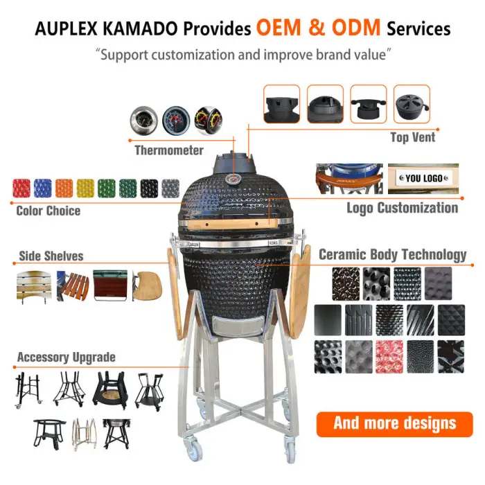 Garden Auplex Ceramic Frosted Glaze Kamado Joe 18 Inch Charcoal BBQ Grill Outdoor