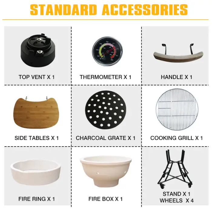 Garden Auplex Ceramic Frosted Glaze Kamado Joe 18 Inch Charcoal BBQ Grill Outdoor