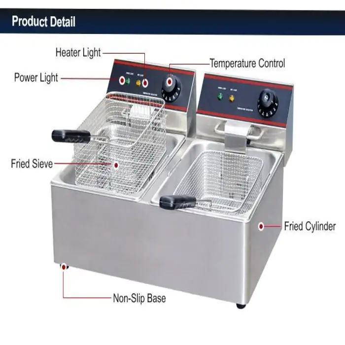 Electric Single Tank Stainless Steel Deep Fryer Machine for Potato Chips & Chicken 220V Restaurant Applicable 10L Capacity