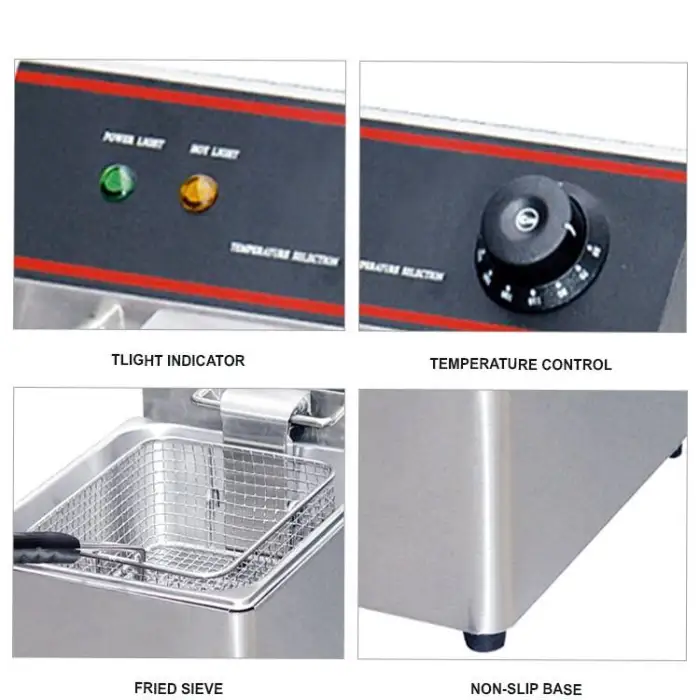 Electric Single Tank Stainless Steel Deep Fryer Machine for Potato Chips & Chicken 220V Restaurant Applicable 10L Capacity