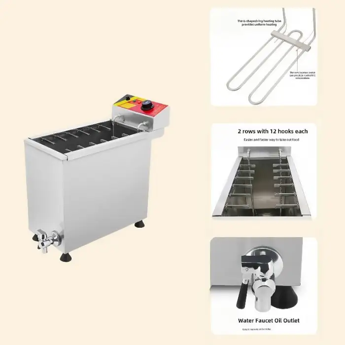 Commercial Condition 25L Electric Stainless Steel Cheese Dog Sticks Fryer 220V Deep Corn Dog Fryer Machine for Chicken