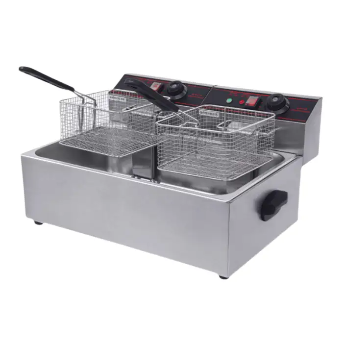 CE Certification 6L 8L 12L 16L Double Tank Electric Gas Deep Fryer for Commercial Chicken Chips French Fries Offer
