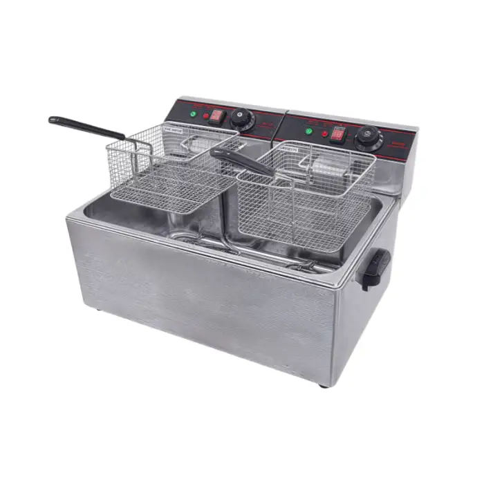 CE Certification 6L 8L 12L 16L Double Tank Electric Gas Deep Fryer for Commercial Chicken Chips French Fries Offer