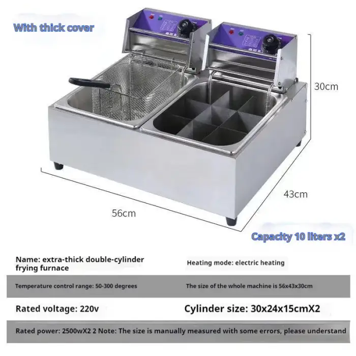 4000w Double Pot Deep Fryer Electric Restaurant Chips Fryer Electric Electric Deep Fryer