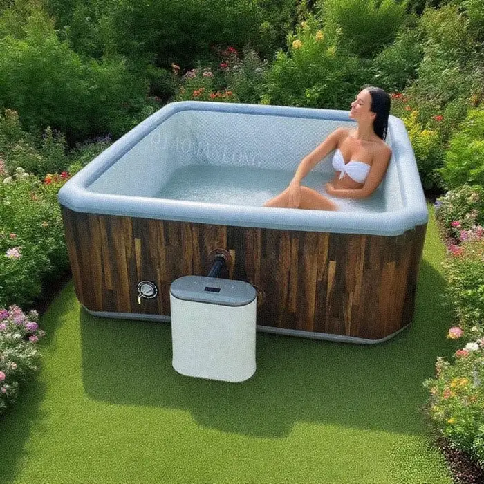 Outdoor Inflatable Spa Pool 4 Person and Massage Tub With Pump in Square Shape