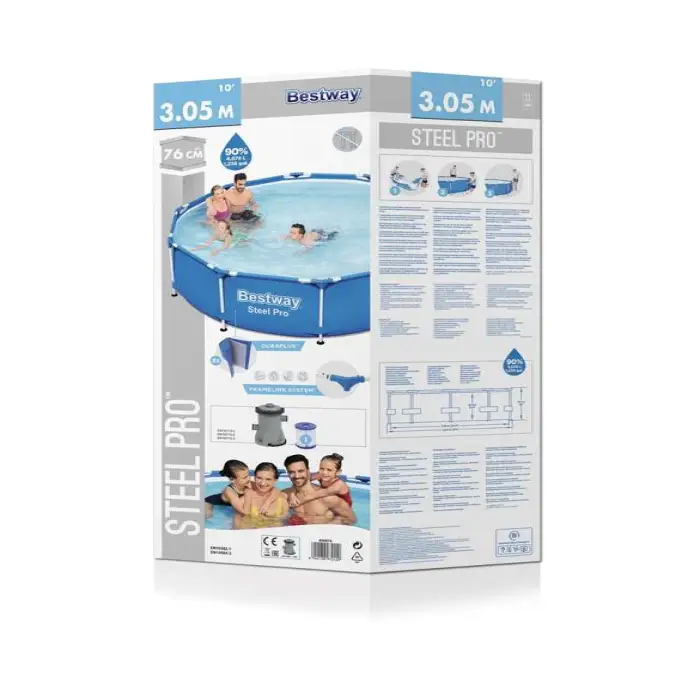 Bestway 56679 Round Steel Frame Swimming Pool Set with Filter Pump