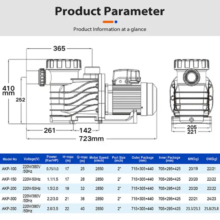 1/1.5/2/3HP Swimming Pool Pump Electric Swimming Pool Water Pump Water Pump