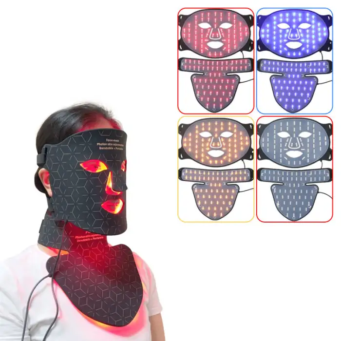 Home Beauty Machine Silicone Red Light Therapy Mask Infrared 460nm 630nm 590nm 850nm Facial Mask Device