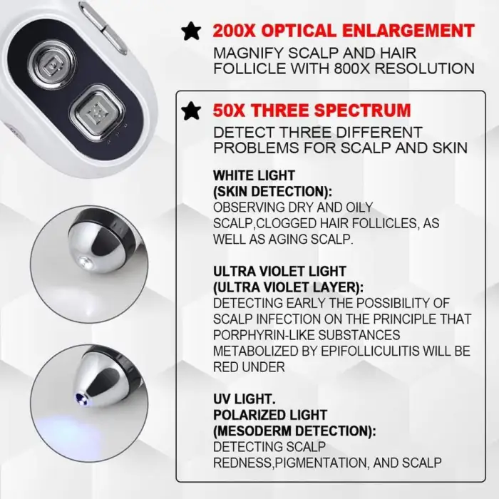 Professional Desktop Skin and Hair Analyzer Machine With DoubleFusion Head for Scalp Face Diagnosis ABS Material With US/EU Plug