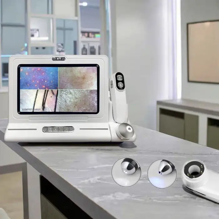 Professional Desktop Skin and Hair Analyzer Machine With DoubleFusion Head for Scalp Face Diagnosis ABS Material With US/EU Plug