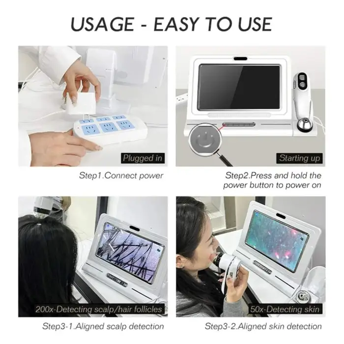 Professional Desktop Skin and Hair Analyzer Machine With DoubleFusion Head for Scalp Face Diagnosis ABS Material With US/EU Plug