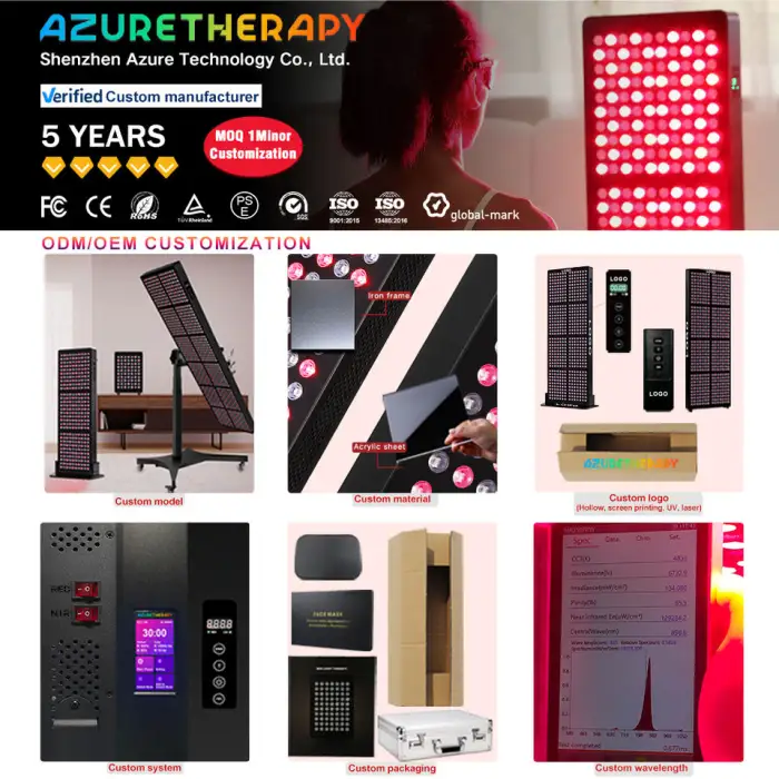 AZURE 1500W Full Body PDT Machine 7 Wavelength LED Red Light Therapy Panel Touch Screen Infared Device for Muscle Standing